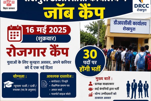 16 मई को डीआरसीसी शेखपुरा में रोजगार कैंप